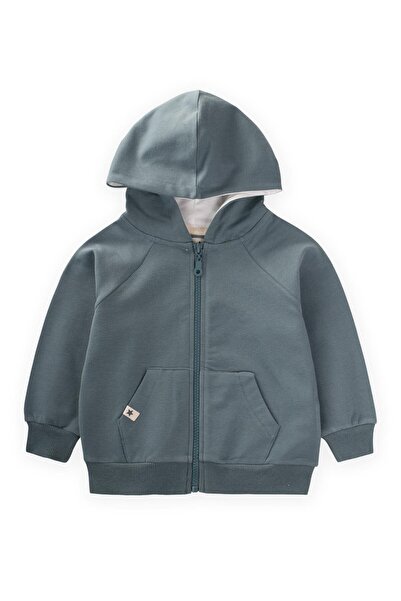 Cigit Kapşonlu Fermuarlı Hırka 1-14 Yaş Çağla Yeşili