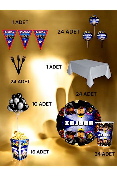 VibeHome 24 Person Roblox Themed Luxury Set - Birthday Party and Fun Events