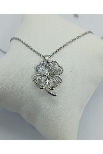 Ödül Moda الزركون حجر القلب البرسيم الصلب قلادة