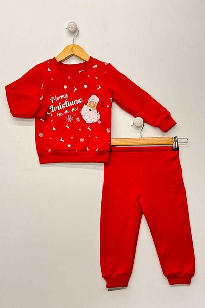 Trend Baby Kids Children's Sweat Suit Raised Cotton Fabric Santa Claus Design 1-3 Years
