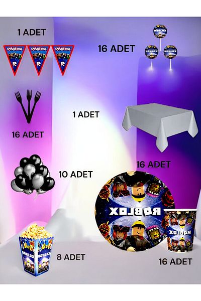 VibeHome Roblox Themed Luxury Set for 16 - Birthday Party and Fun Events