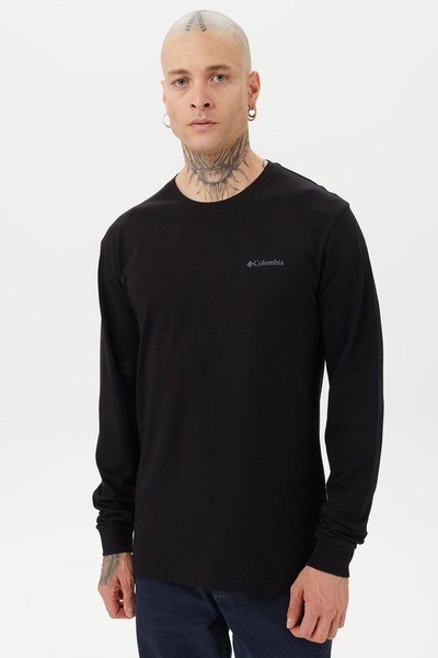 Columbia Ανδρικό μπλουζάκι Columbia CSC M Basic SM Logo LS TEE με μακρύ μανίκι - Μαύρο