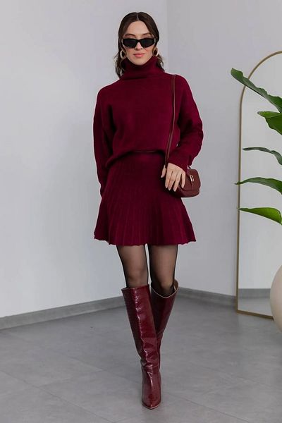 Cistern İstanbul Women's High-Top Sweater Pleated Skirt Knitwear Set