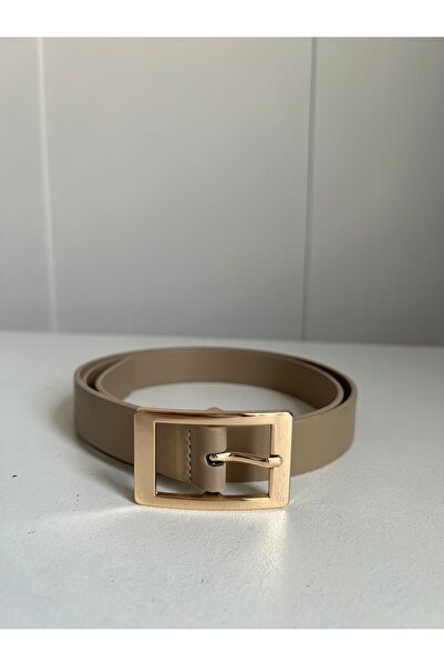 Eksibir Kare Gold Tokalı Kadın Kemeri Pantolon Kemeri Elbise Kemeri