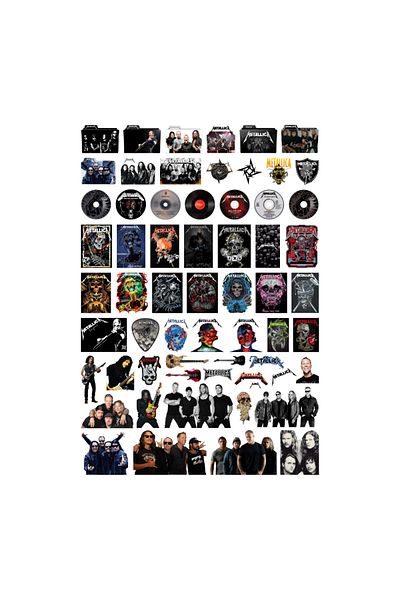 Ororabutik Σετ αυτοκόλλητων 62 τμχ Rock Metallica - Σετ αυτοκόλλητων Scrapbook Bullet Journal