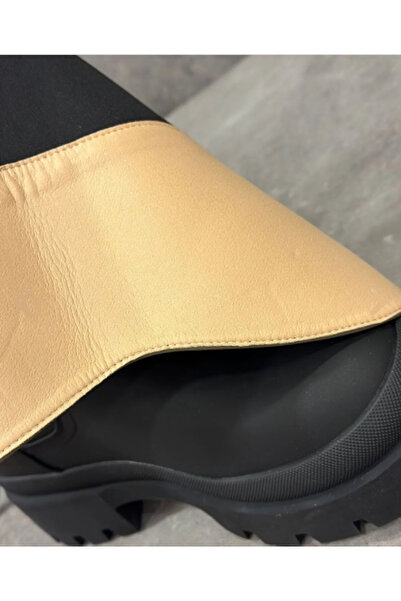 Guja 24K418 Чорні водонепроникні черевики з товстою підошвою, блискавкою та дизайном нижче коліна. Різні моделі дощових черевиків для зими.