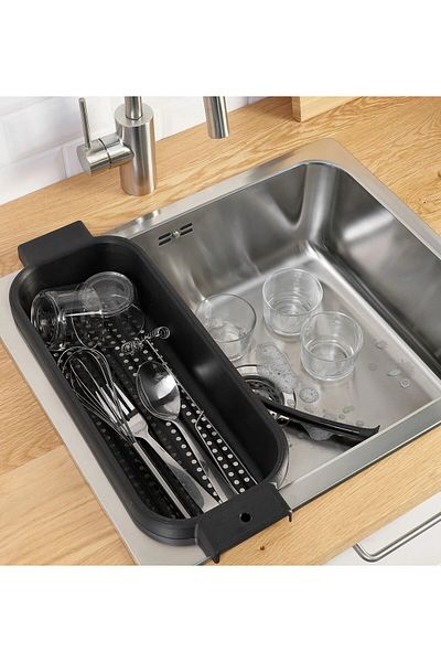 IKEA 48 cm Wide Black Ikea Plastic Strainer - Handled Sink, Fruit Washing Strainer