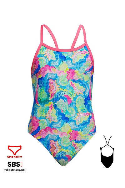 FUNKİTA Funkita Ss Olive Oily Girls Swim Trunks - Thin Straps Comfort Swimsuit