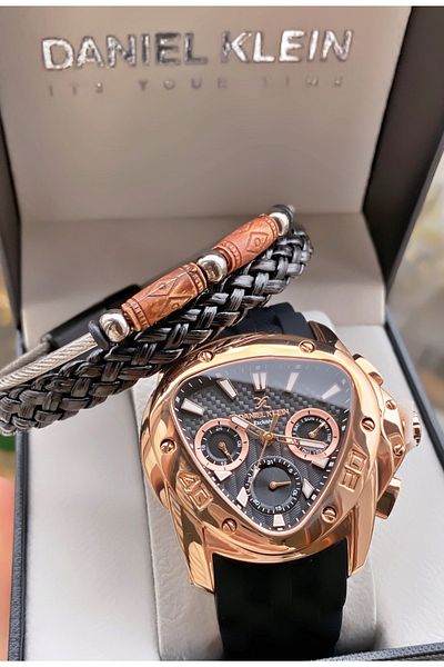 Daniel Klein Brand Rose Black Color Men's Wristwatch - Bracelet Gift