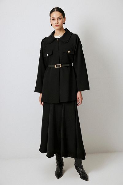 Touché Privé Gold Button Detailed Belt Jacket