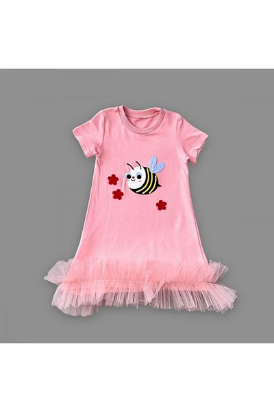 Skygo 1-2-3 Years Old Girl's Dress - Beekeeper Embroidered and Ruffle Skirt