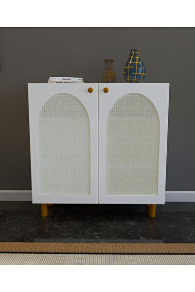 lazzir handle MDF Bohem Dolap-(Mdf 2 Kapaklı Beyaz Hazeranlı)-(Beyaz)-(90 Cm Genişlik)-(Yuvarlak Ayaklı)