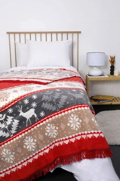 Bikaya Home Aksu Double-Sided Patterned Cotton Double Blanket - Ted