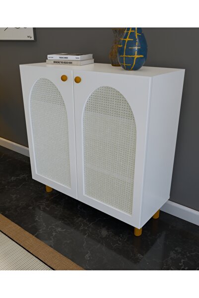 lazzir handle MDF Bohem Dolap-(Mdf 2 Kapaklı Beyaz Hazeranlı)-(Beyaz)-(90 Cm Genişlik)-(Yuvarlak Ayaklı)