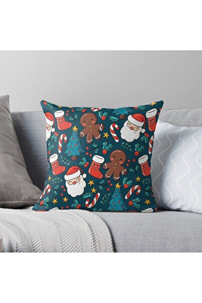 ALAMODECOR Husă pentru pernă unică digitală cu două fețe, colorată, verde și roșu, pentru Anul Nou (1 bucată)