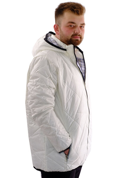 ModeXL Men's Thick down Coat Hooded - Mode Xl, Plus Size, Ecru U24605