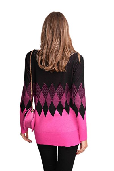 lavella Kadın V Yaka Baklava Desen Kazak 12807 BGL-ST04104