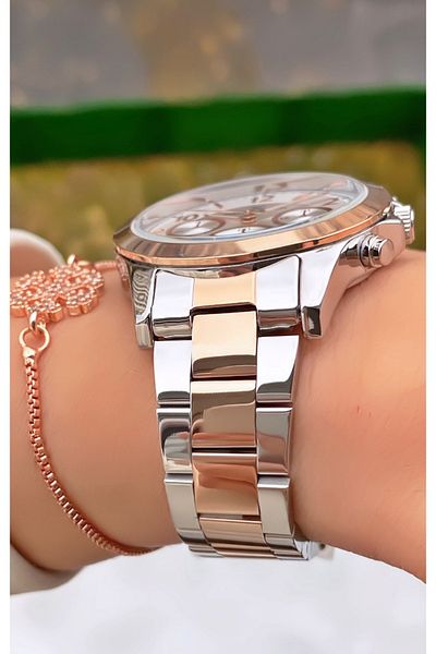 Daniel Klein Brand Rose Silver Color Women's Wristwatch - Bracelet Gift