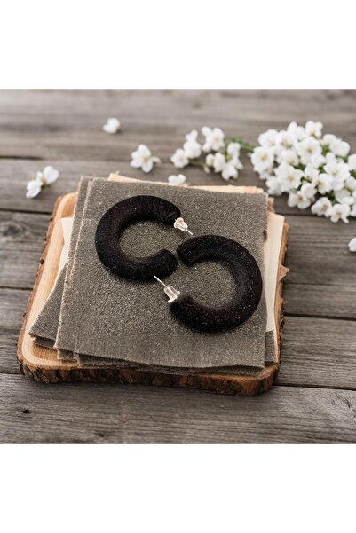 MR Kadife Siyah Halka Küpe