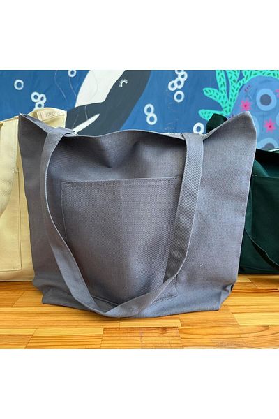 BREZZA HANDMADE Γκρι πάνινη τσάντα