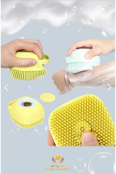 çeçem ticaret Yellow Silicone Exfoliating Shower Brush with Shampoo Bowl - 2Pcs