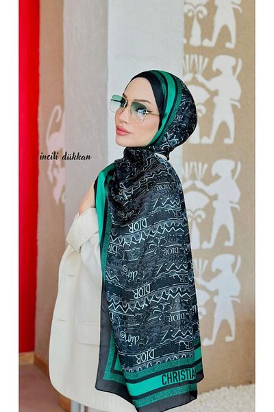 Organic Scarfs شال حرير فوال مستورد من Pearl Shop D – بينيتون، أخضر مائي