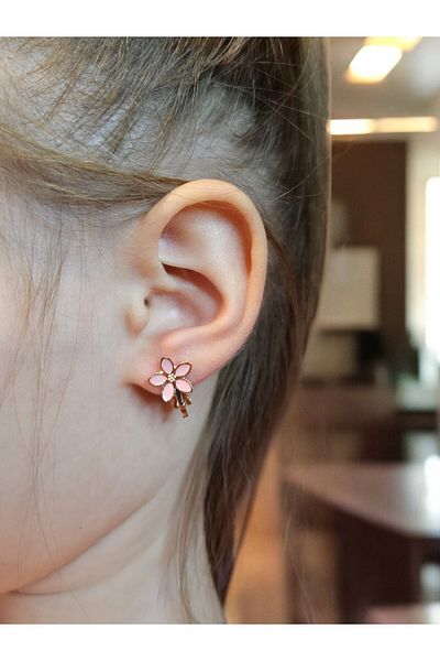 SMCHOME Pink Floral Magnetic Children's Earrings