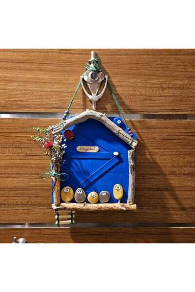 Tekir Store Kapı Süsü El Yapımı Ağaç Taş Boyamalı Kapı Dekorasyonu Hediyelik