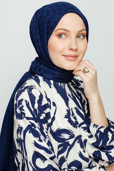VALORSCARF شال بنمط بلوم باللون الأزرق الداكن