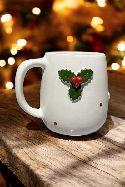 Loomart Handmade Ceramic Mug Cup with 3D Cockina Figure 400ml Christmas Cup, Christmas Mug