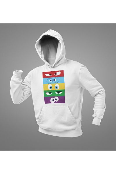 SEVBANO Reverse Face Cartoon Printed Unisex Oversize Inside Out Hoodie