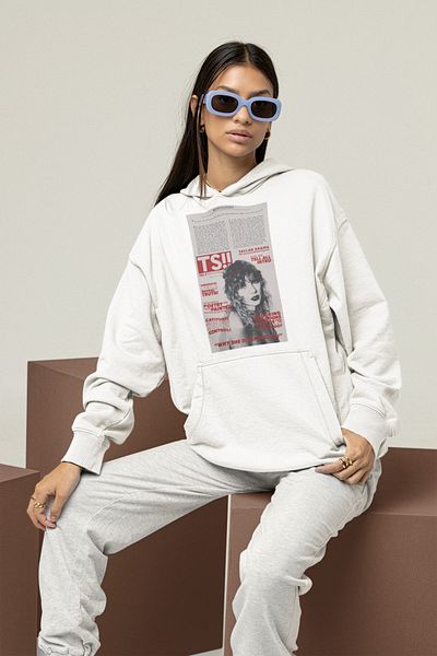 SEVBANO Ts! !! Taylor Swift Newspaper Themed Unisex Oversize Hoodie