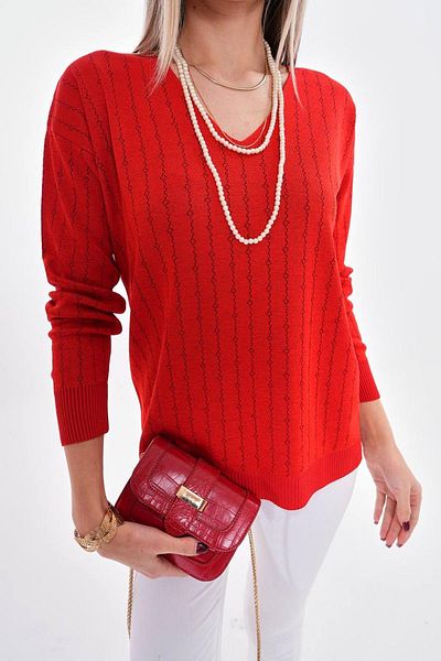 lavella Women's V-Neck Silvery Sweater 12799 Bgl-St04107