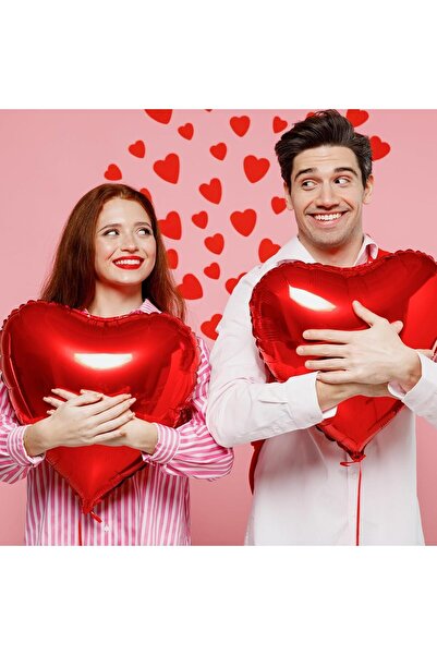 Parti dolabı Folyo Kalpli Uçan Kalp Balon 5 Adet 45 Cm Kırmızı Romantik Evlilik Teklifi