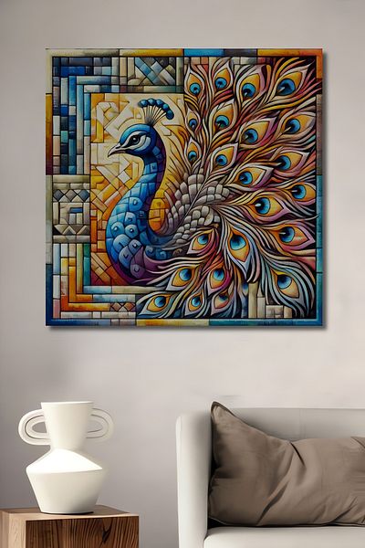 Teona Ahşap Peacock Abstract Decorativ Lemn MDF Dreptunghi Acasă, Locul de Muncă Pictură Perete