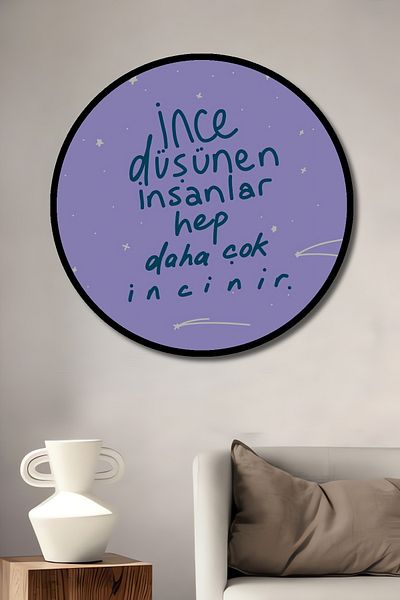Teona Ahşap Thin Thoughts Decorativ Lemn MDF Rotund Acasă, Locul de Muncă Pictură Perete