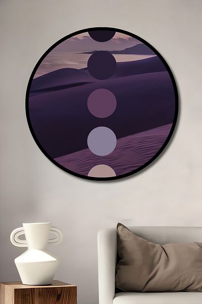Teona Ahşap Purple Sand Hills Lemn MDF Rotund Decorativ Acasă, Locul de Muncă Pictură Murală