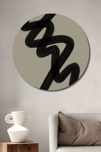 Teona Ahşap Artă abstractă cu linii decorative din lemn MDF rotund pentru pictură de perete acasă, la locul de muncă
