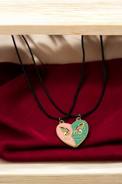 MakeWell Mıknatıslı Gökkuşaklı Kalp Hello Kity Kuromi Unicorn Tasarımlı Mıknatıslı Çocuk Arkadaş Kolyesi