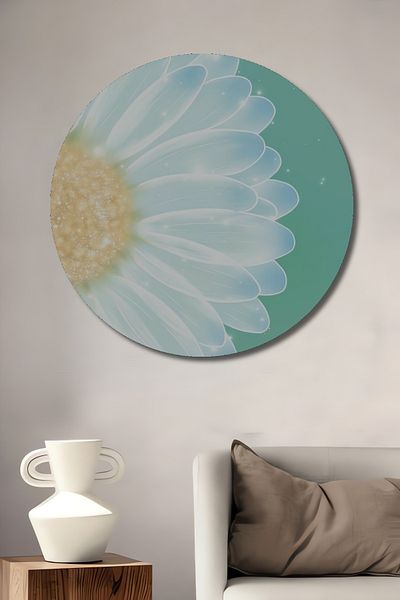 Teona Ahşap Daisy White Lemn MDF Rotund Decorativ Acasă, Locul de Muncă Pictură Perete