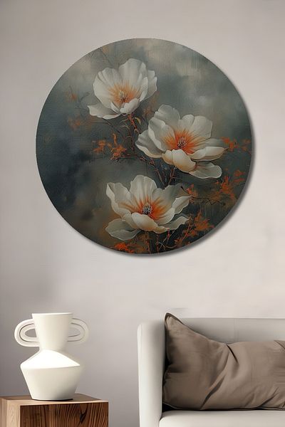 Teona Ahşap Flori albe Lemn MDF Rotund Decorativ Acasă, Locul de Muncă Pictură Perete