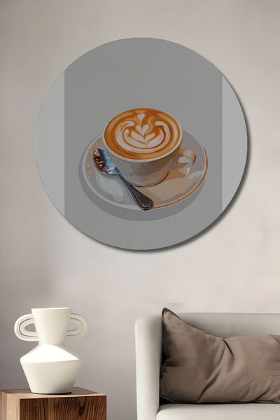Teona Ahşap Cappuccino Art Lemn MDF Rotund Decorativ Acasă, Locul de Muncă Pictură Perete
