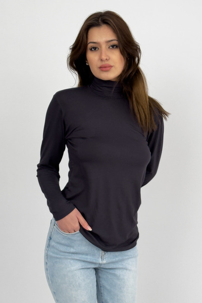 Betimoda Women's Long Sleeve Half Turtleneck Body Smoked 1 Piece