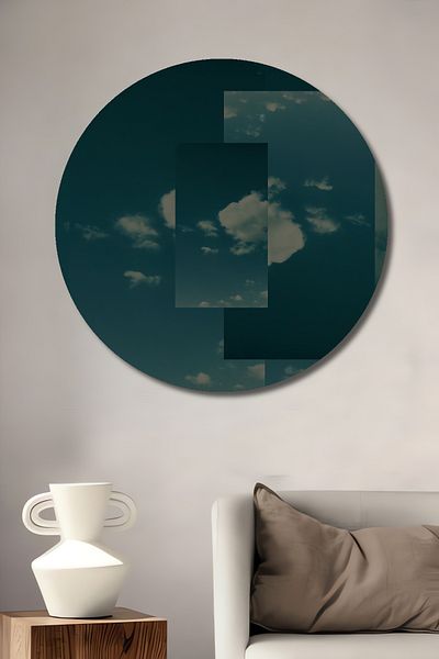 Teona Ahşap Decorativ rotund din lemn MDF Sky abstract pentru casa, locul de munca pictura pe perete