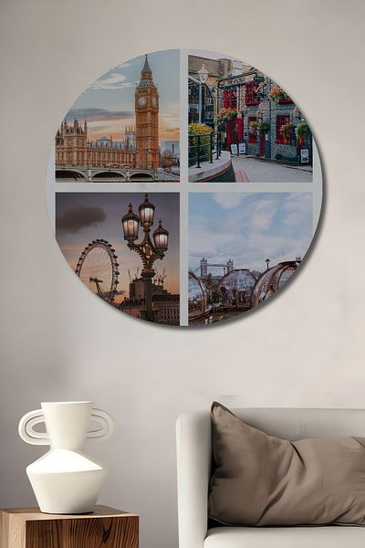Teona Ahşap London Lemn MDF Rotund Decorativ Acasă, Locul de Muncă Pictură Perete