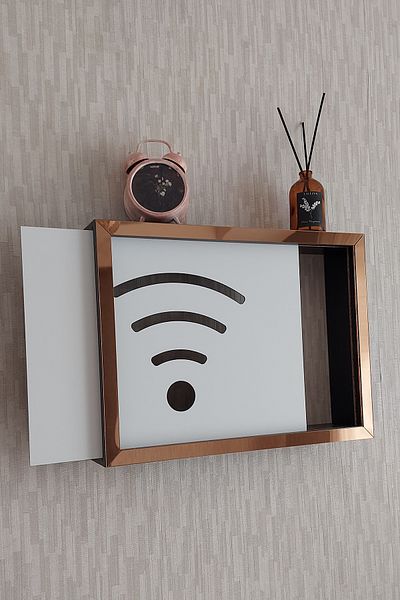 HKM Ticaret 25X35X7 cm Wifi Emblem - Wall Hanging Fuse and Modem Storage Box