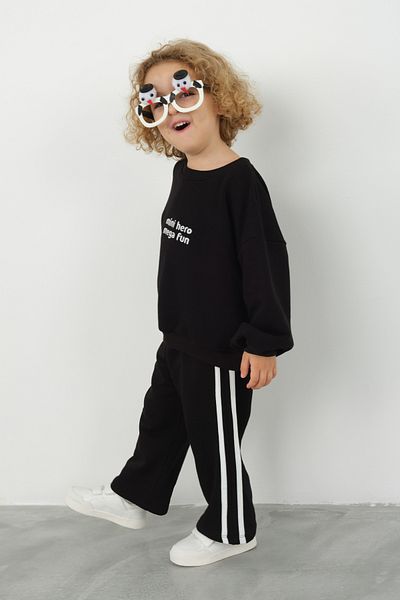 Mioma Kids Black Embroidered Sweatshirt