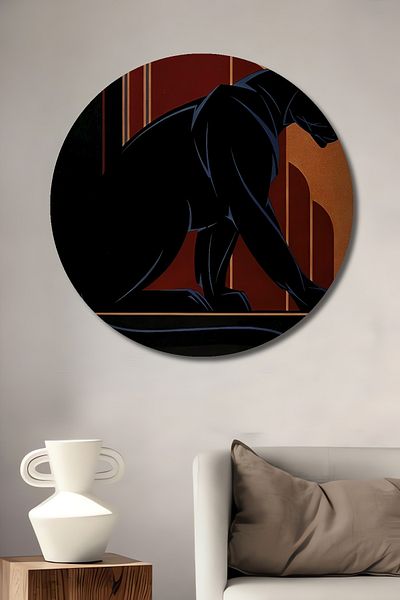 Teona Ahşap Panther Elegance Decorativ Lemn MDF Rotund Acasă, Locul de Muncă Pictură Perete