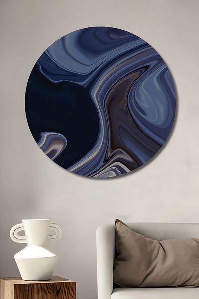 Teona Ahşap Abstracție Blue Wave Decorativ Lemn MDF Rotund Acasă, Locul de Muncă Pictură de perete