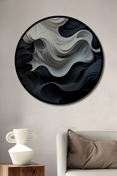 Teona Ahşap Model ondulat decorativ din lemn MDF rotund pentru pictura de perete acasa, loc de munca